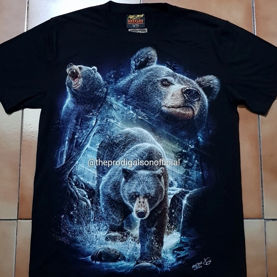 Kaos Rock Chang Import Size XL Beruang HD Glow in The Dark