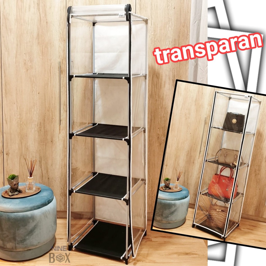 NINE BOX LEMARI TAS COVER / RAK TAS 4 RUANG / RAK TAS ANTI DEBU