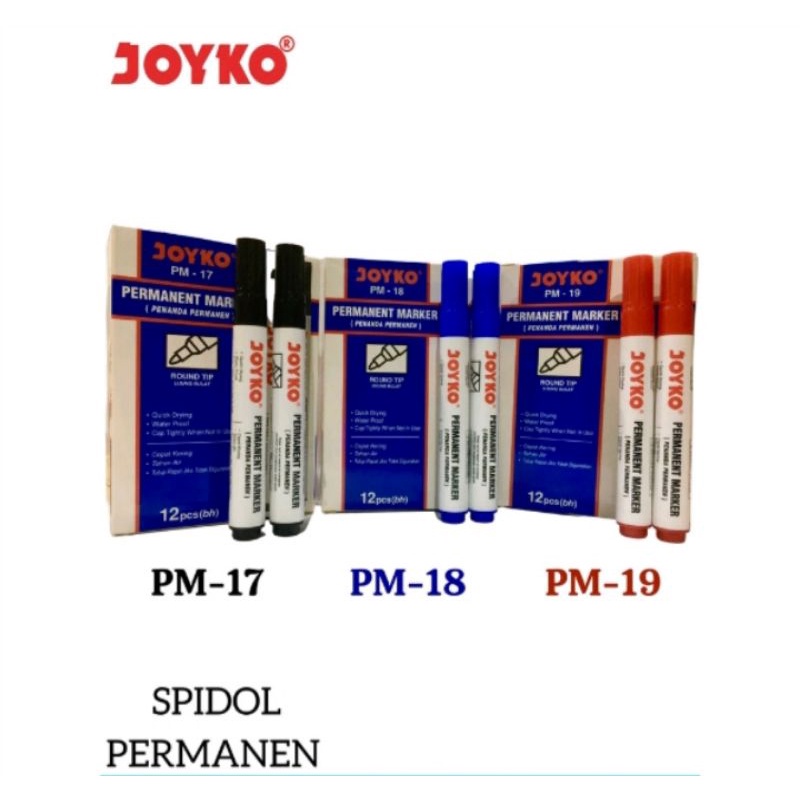 

Spidol Permanent Marker Joyko PM17 PM18 PM19 (12pcs)