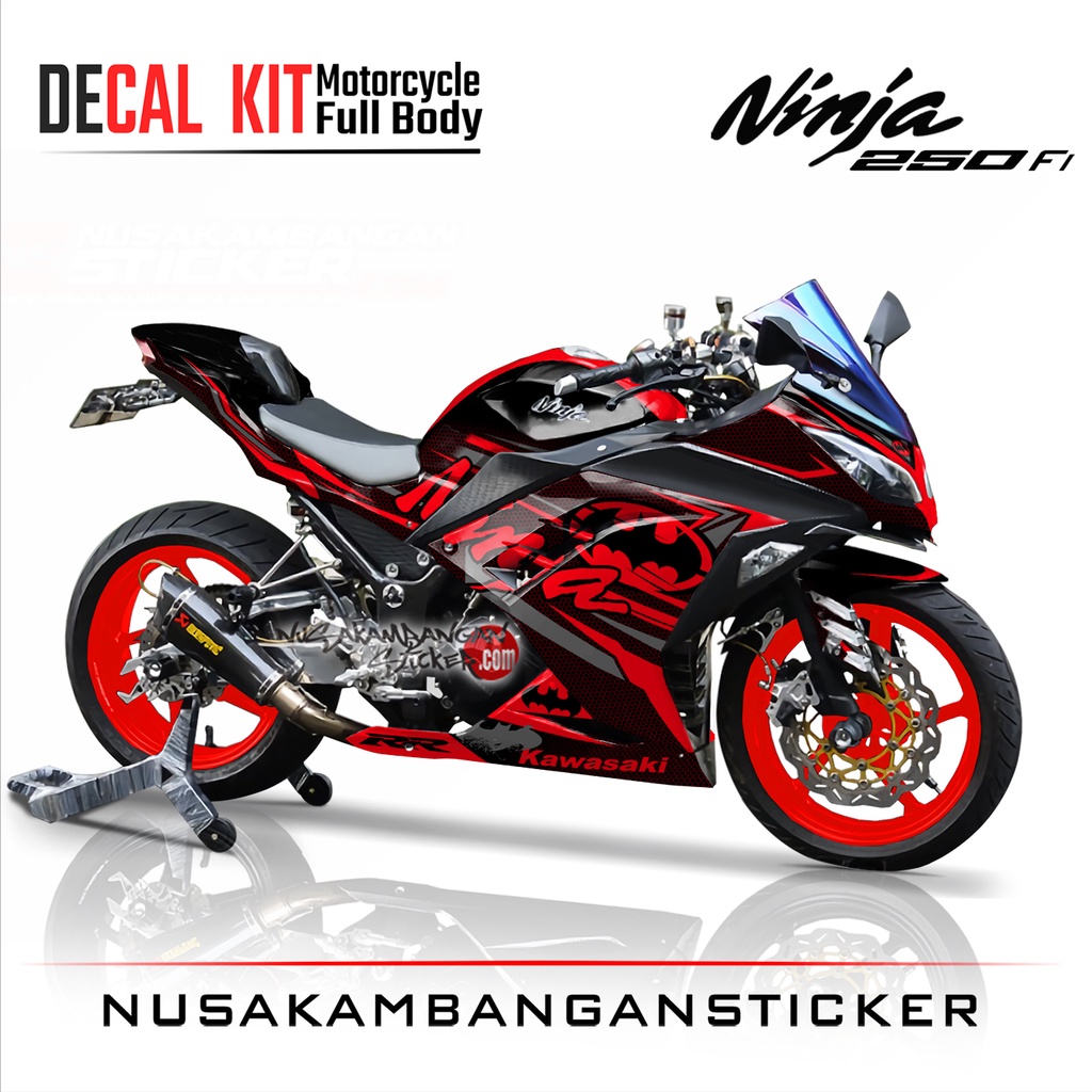Stiker Decal Motor Kawasaki Ninja 250 fi Full Body Batman Merah Grafis Racing Team Sticker Variasi C