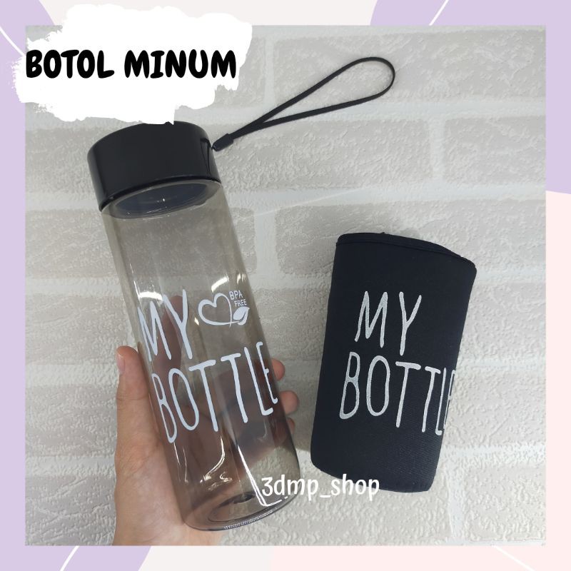 My bottle botol minum pink hitam merah muda