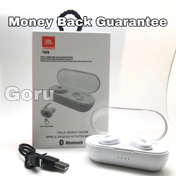 Dijual Earphone Headphone Jbl Bluetooth Tws Wireless Headset Android Iphone - Putih Berkualitas