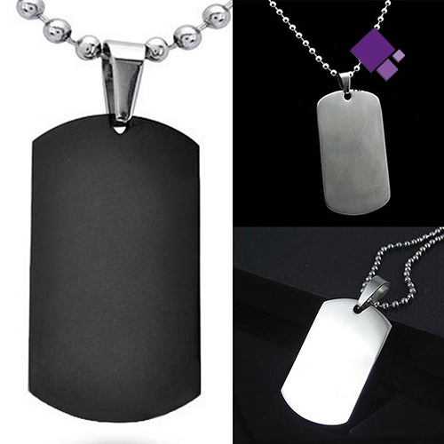 Naiveblue Kalung Rantai 316L Dengan Liontin Dog Tag Persegi Panjang Gaya Punk Untuk Pria / Wanita