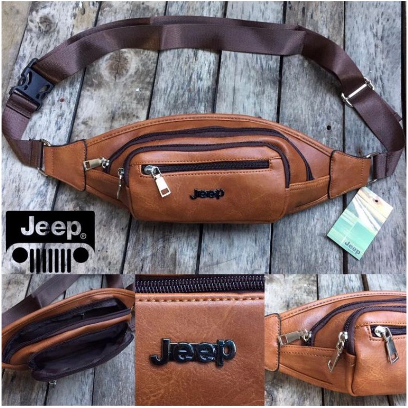 Tas selempang/kompek/waishbag Jeep kulit import Pria & Wanita