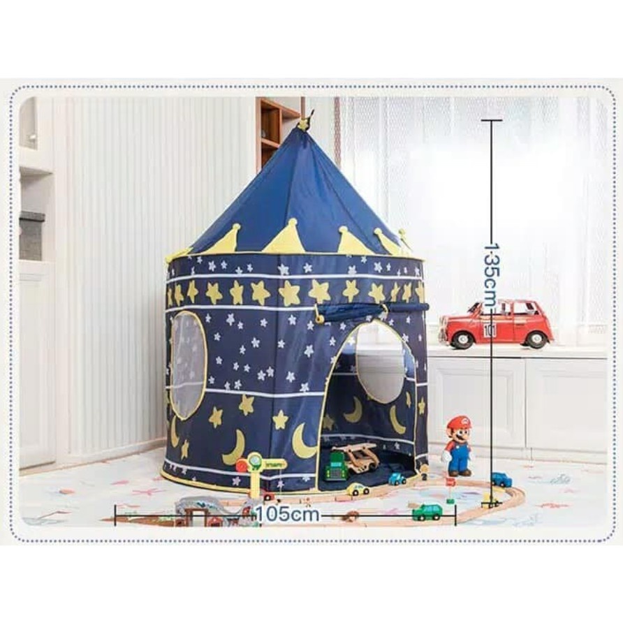 Tenda Anak Tenda Bermain Princess Castle Outdoor Model House Rumah Jendela  Biru dan Pink