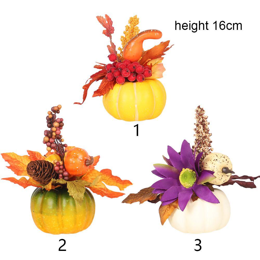 R-FLOWER Hadiah Bunga Labu Buatan Dekorasi Halloween Hiasan Desktop Daun Maple