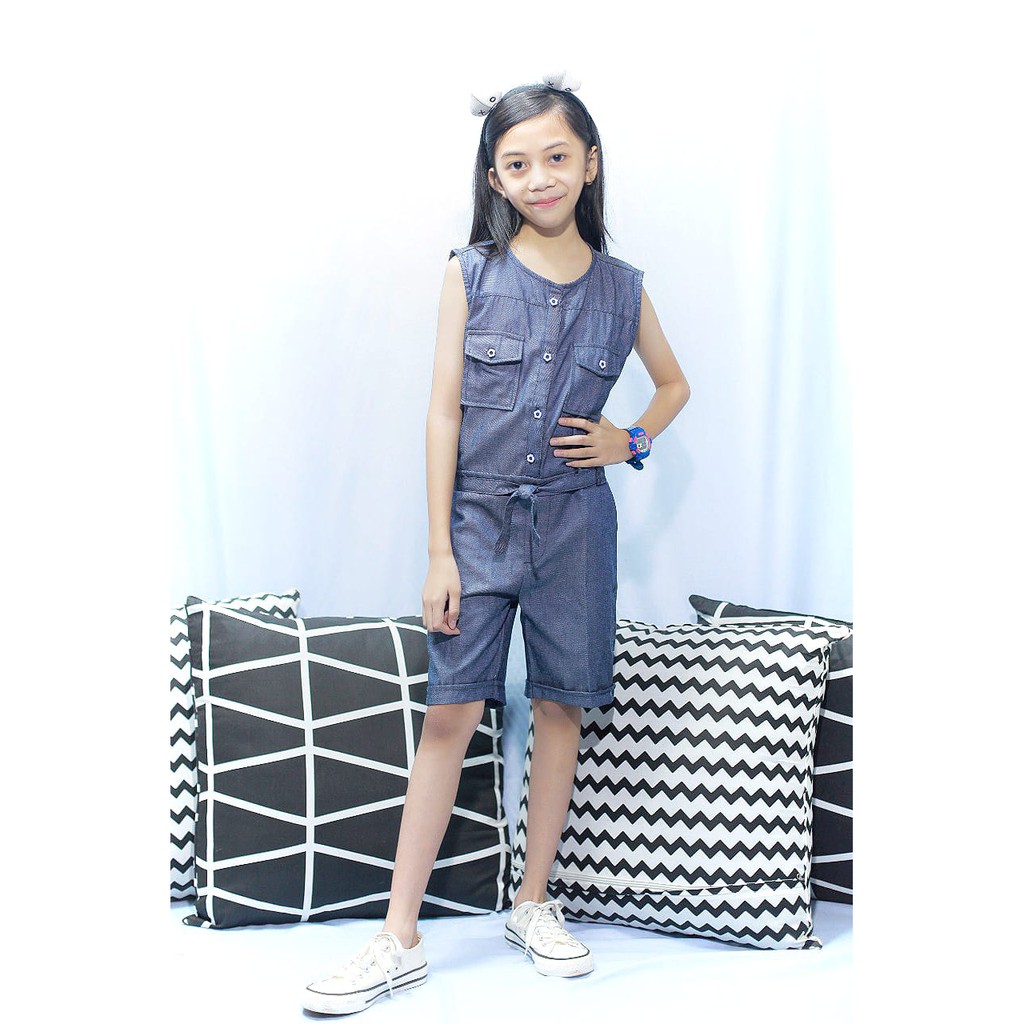 KALILA - JESSLYN Jumpsuit Baju Anak Perempuan / Bahan Denim Chambray Cotton