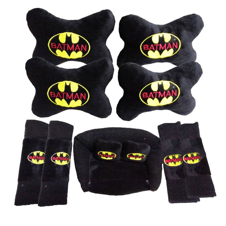 Bantal Jok Mobil Batman Set 9 PC / Bantal Leher Mobil Batman 9 PC PROMO MURAH