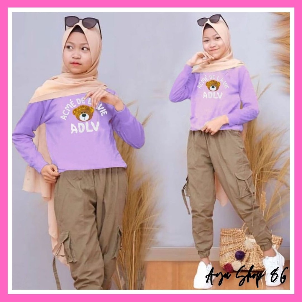 Baju Setelan Acme Bear ADLV Kid Anak Perempuan Muslim Tanggung Usia 9 10 11 12 Tahun Murah Trend Kek
