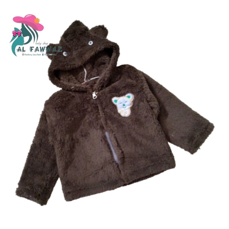 Jaket bayi/balita bulu new-Coklat tua
