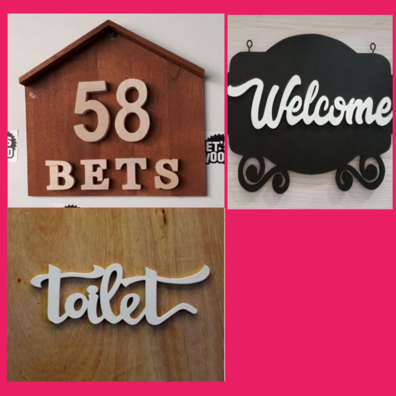 Huruf Kayu Timbul Custom Nama Kayu Hiasan Dinding Dekorasi Ukiran