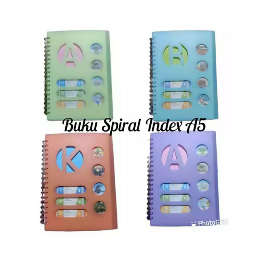 

AS888 - BUKU DIARY / AGENDA SPIRAL HARD COVER UKURAN A5 DENGAN INDEX FANCY ALPHABET