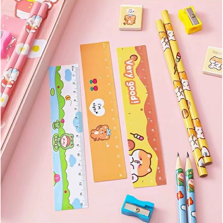 Tempat Pensil Bear Kotak Pensil SET Isi Stationery Alat Tulis Rautan