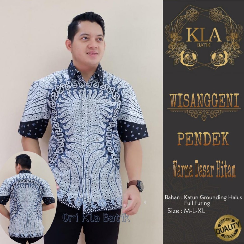 WISANGGENI &quot;HITAM&quot; BAJU kemeja batik pria lengan panjang terbaru ORIGINAL  PENDEK modern PREMIUM 31