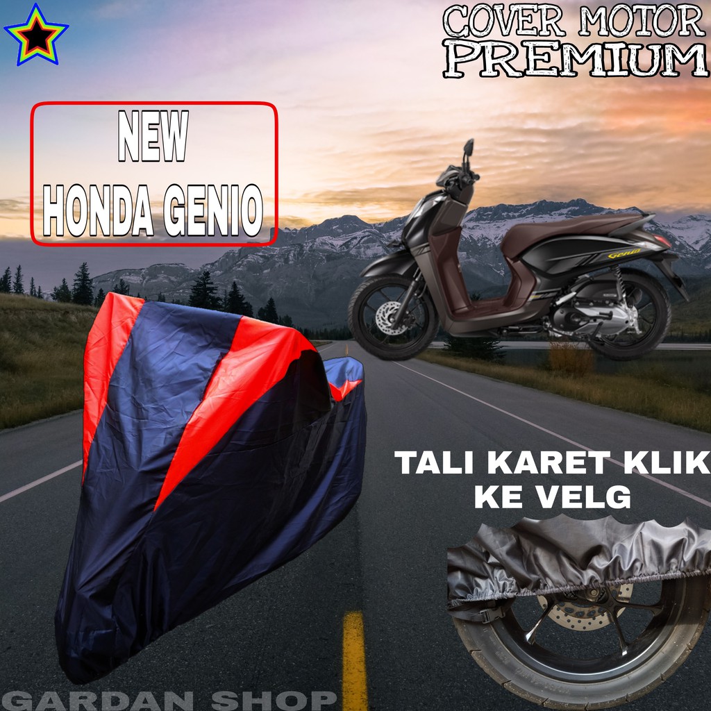 Sarung Motor NEW HONDA GENIO Hitam MERAH Body Cover Penutup Pelindung Motor Honda Genio PREMIUM