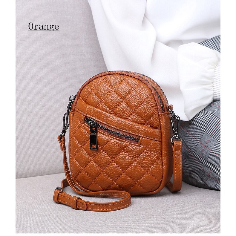 NEW ARRIVAL  ((COD)) !! Tas Selempang Mini Wanita Baru 2021 Tas Tangan DOmpet untuk Uang coin DOmpet untuk Tas selempang kulit wanitaTas Selempang BUAT HP dan UANG Kartu Dompet Clutch Tas Bahan Kulit Jeruk Tebal IMPORT