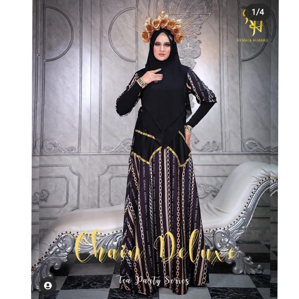 [KEMALA X KAMEELA HIJABKU] GAMIS SYARI / DRESS SET MEWAH KOLEKSI TERBARU OIRGINAL " CHAIN .DELUXE " 