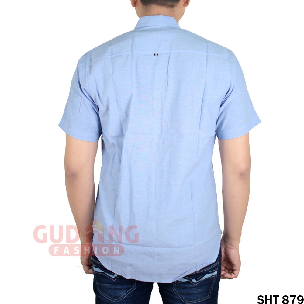 Kemeja Oxford Pria Polos Lengan Pendek - SHT 879