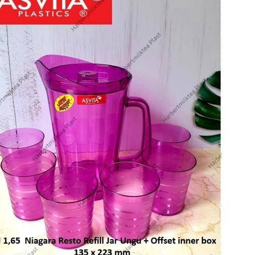 Terbaik|LR11|Teko plastik / teko set gelas plastik Niagara 1.65 ltr + 6 pcs gelas ASVITA