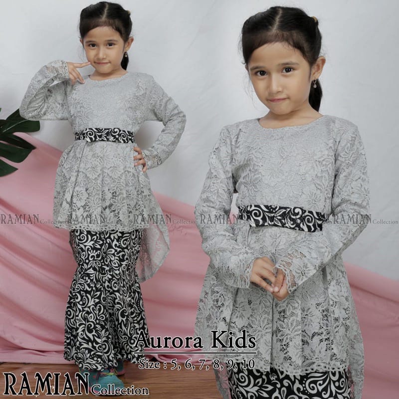 Permata Olshop / Setelan Kebaya Anak Aurora Brukat / Kebaya Anak Modern / Kebaya Kartini / Kebaya Pesta