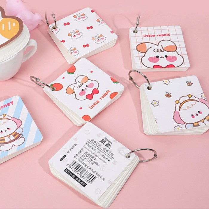 

(80 Lembar) Flash Card / Kartu Flash Persegi Dengan Ring (7*7cm)