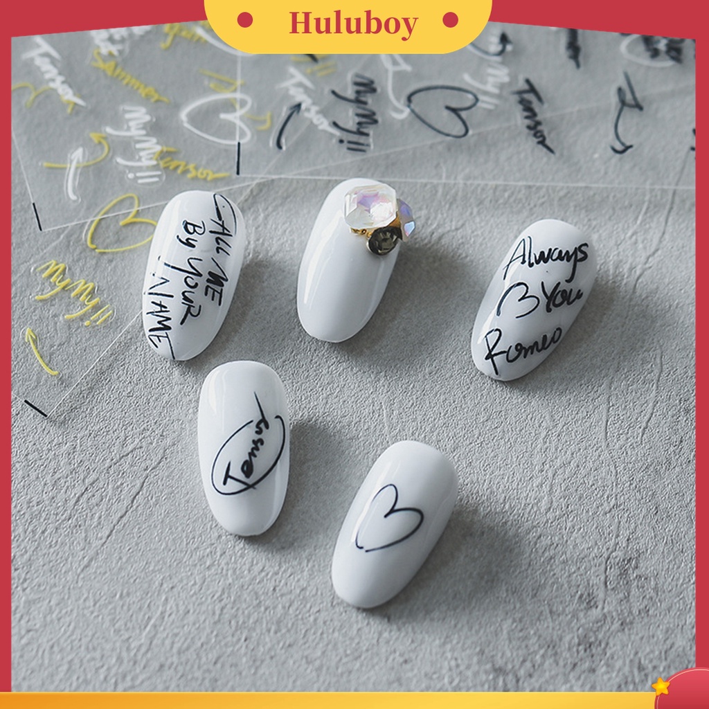 Huluboy Huluboy♡ Stiker Kuku 5D Motif Tulisan Warna-Warni Untuk Manicure Wanita