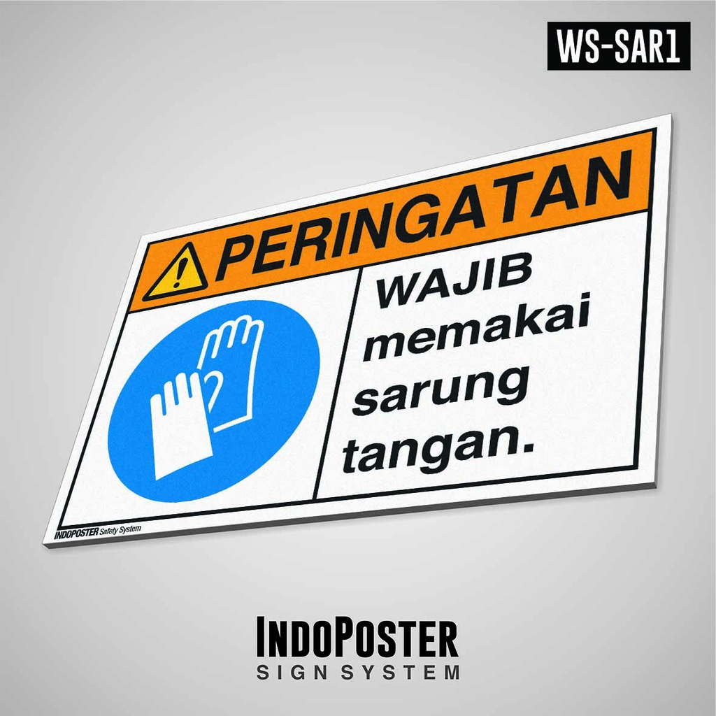 

Safety Sign Rambu K3 PVC ANSI Peringatan Wajib Memakai Sarung Tangan