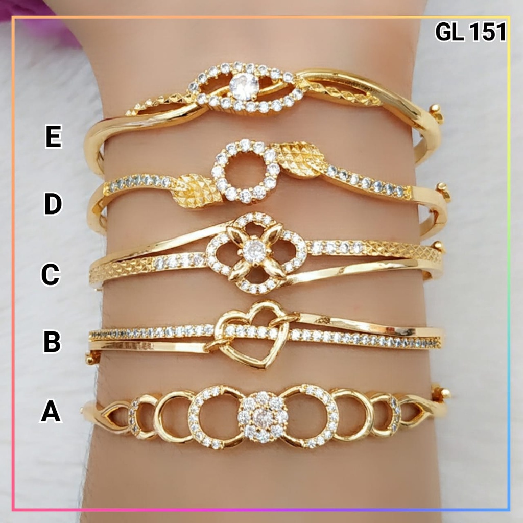 Gelang Xuping gelang dewasa love permata zirkon polos perhiasan lapis emas gold GL 151