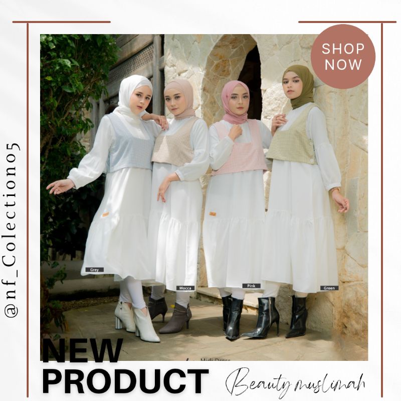 Naura midi dress arrafi || dress wanita dewasa terbaru 2022 || terlaris cod