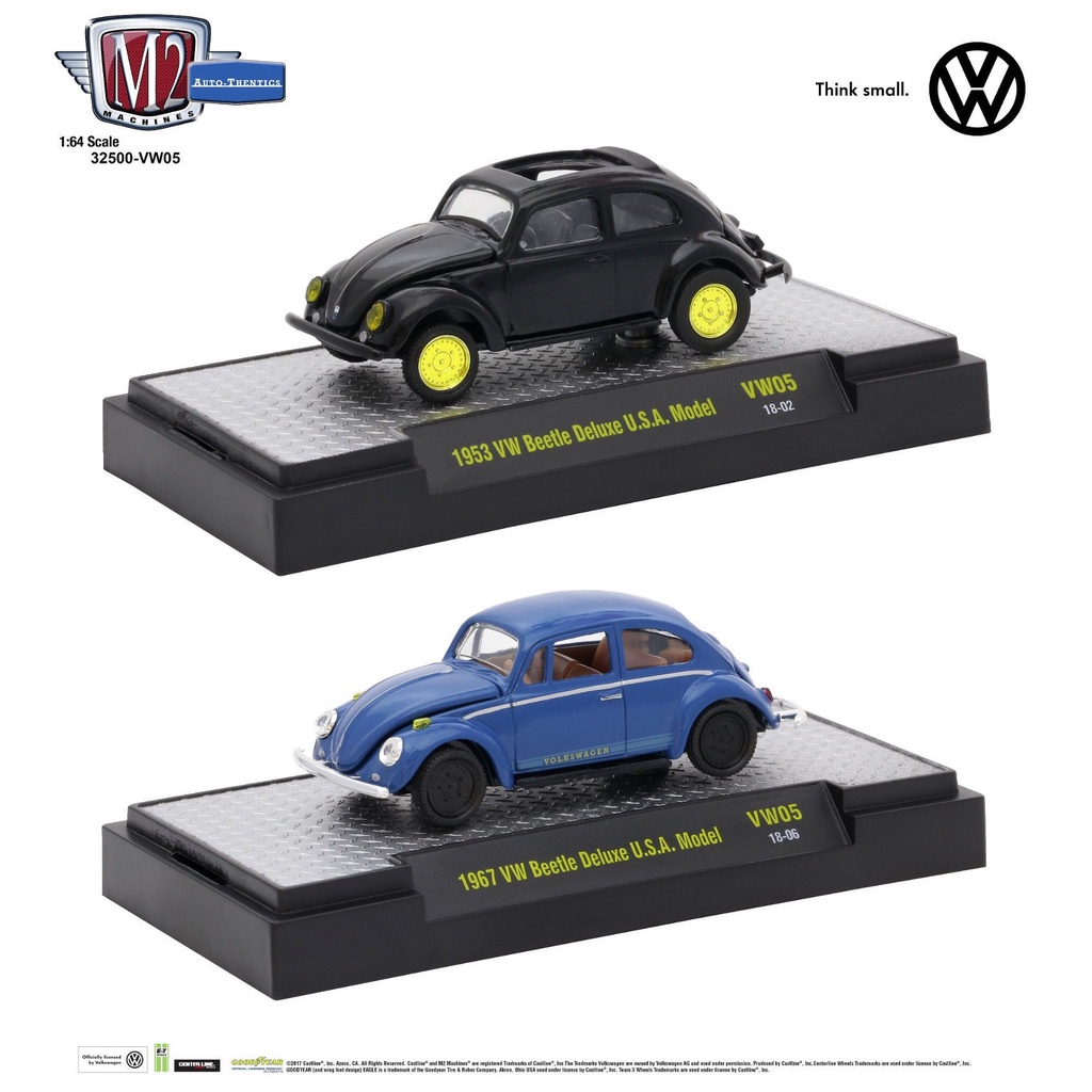 M2 Machines 1:64 Auto-Thentics 1953 VW Beetle Deluxe USA Model
