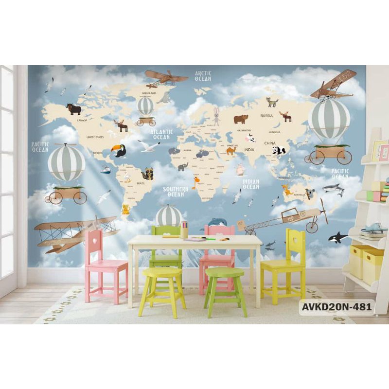 Wallpaper Anak Wallpaper Peta Photowall Peta 3D Wallpaper Custom Taman Anak Anak Wallpaper Kids