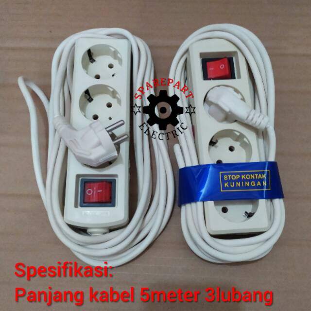 STOPKONTAK KABEL COLOKAN 5METER 3LUBANG STOP KONTAK ROLL KABEL
