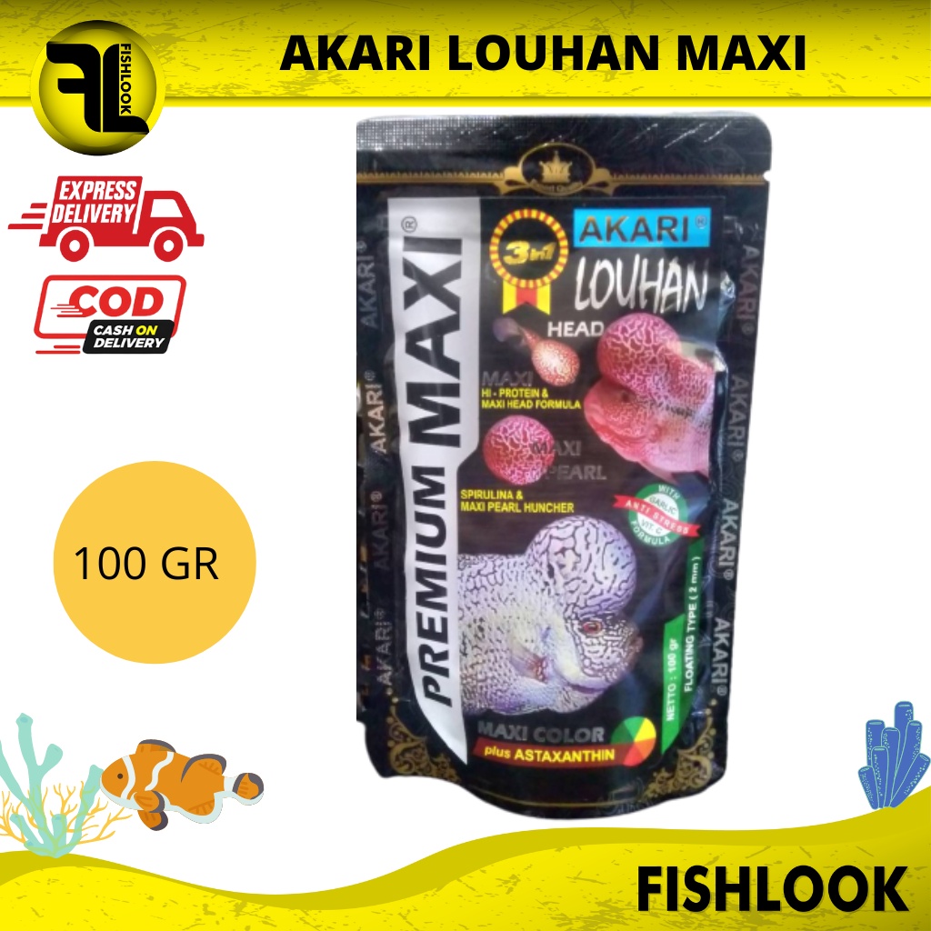 AKARI PREMIUM MAXI LOUHAN MAKANAN PAKAN IKAN 100 GRAM