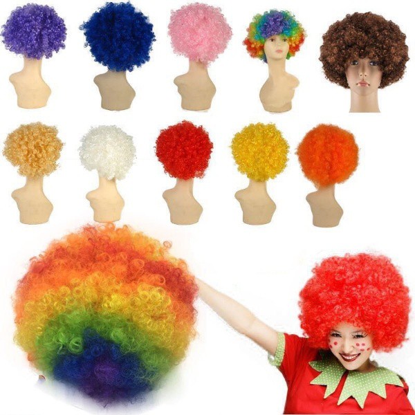 Party Warna Warni Rambut Palsu keribo / Wig Kribo keriting/ Wig Badut Badut / Wig Cosplay Costplay