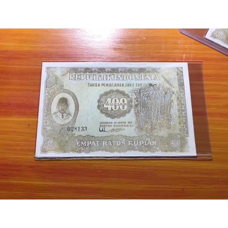 Uang Kuno 400 Rupiah Soekarno ORI Tebu Kondisi AUNC 01