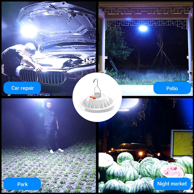 Lampu Senter Led Portable Usb Rechargeable Bentuk Ufo Dengan Kait Untuk Taman / Outdoor / Camping