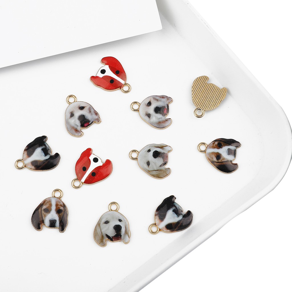 4pcs Charms Enamel Bentuk Anjing Bahan Alloy Warna Emas Untuk Membuat Perhiasan Kalung Dan Gelang