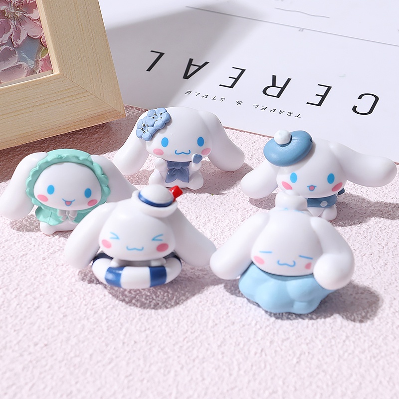 5pcs / Set Mainan Boneka Action Figure Anime Kawai Sanrio Cinnamoroll Untuk Dekorasi Kue Ulang Tahun