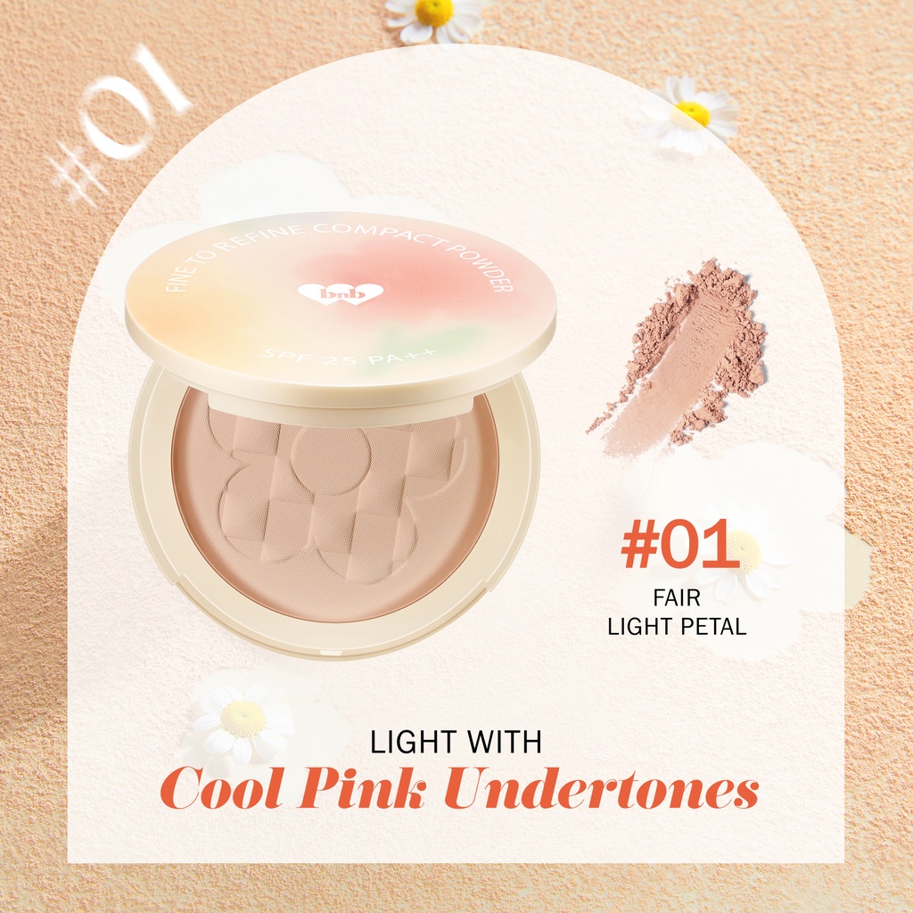 【PRE-ORDER】BNB barenbliss Korean Bloomatte Fine to Refine Compact Powder 「24H oil control」Bedak Padat-01Fair Light Petal
