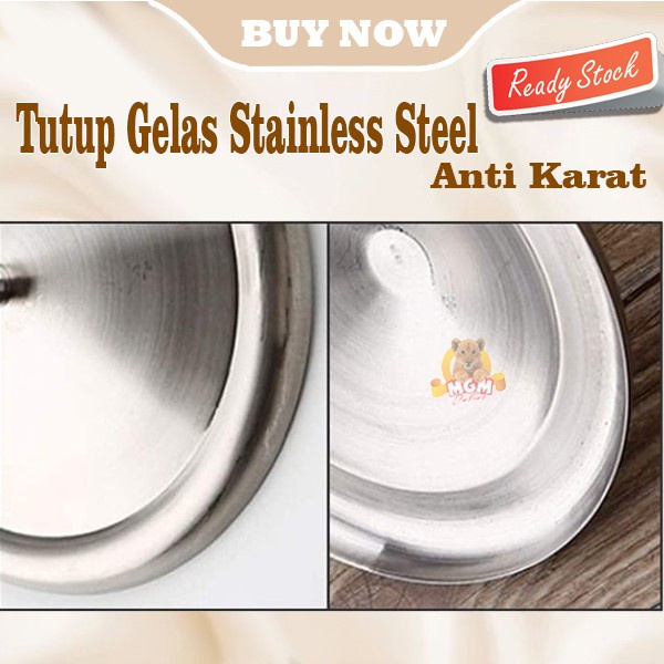 Tutup Gelas Stainless 12.3CM Anti Karat Mug Cover Stainless Steel