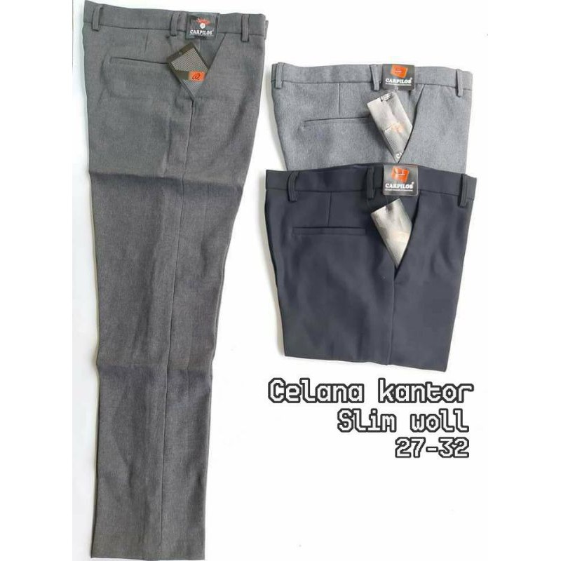 Celana Kantor Formal Pria Slimfit Bahan Dasar Kain Woll High Quality