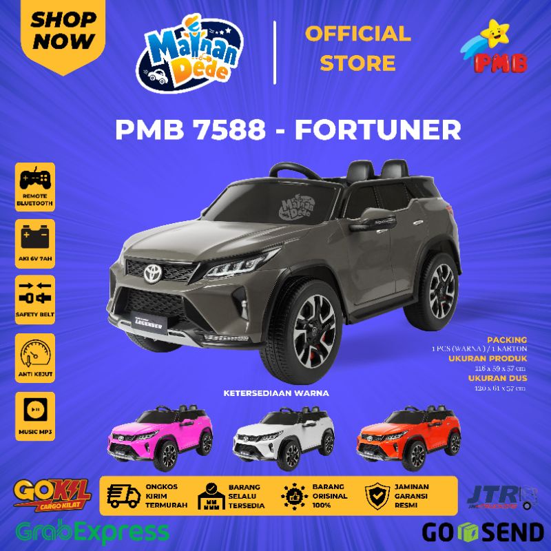 Mainan Mobil Aki Anak Toyota Fortuner Legender PMB 7588 M7588 M-7588 Lisensi Official Licensed By Toyota Indonesia Mainan Anak Laki Laki Perempuan-2