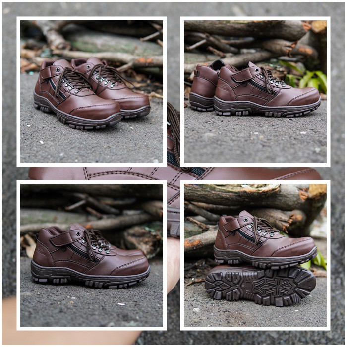 Sepatu Boots Pria Crocodile Morisey Pendek Safety / Ujung Besi TERMURAH Zipper