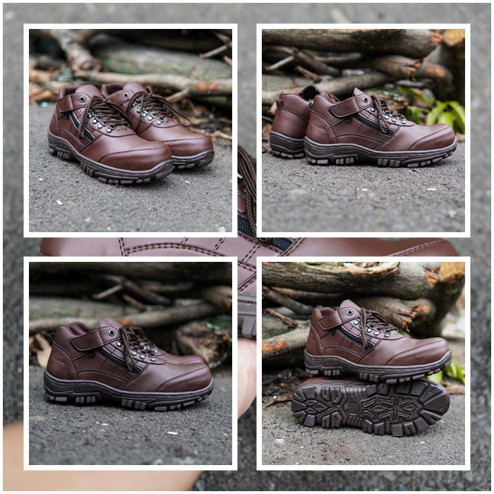 Sepatu Boots Pria Crocodile Morisey Pendek Safety / Ujung Besi TERMURAH Zipper