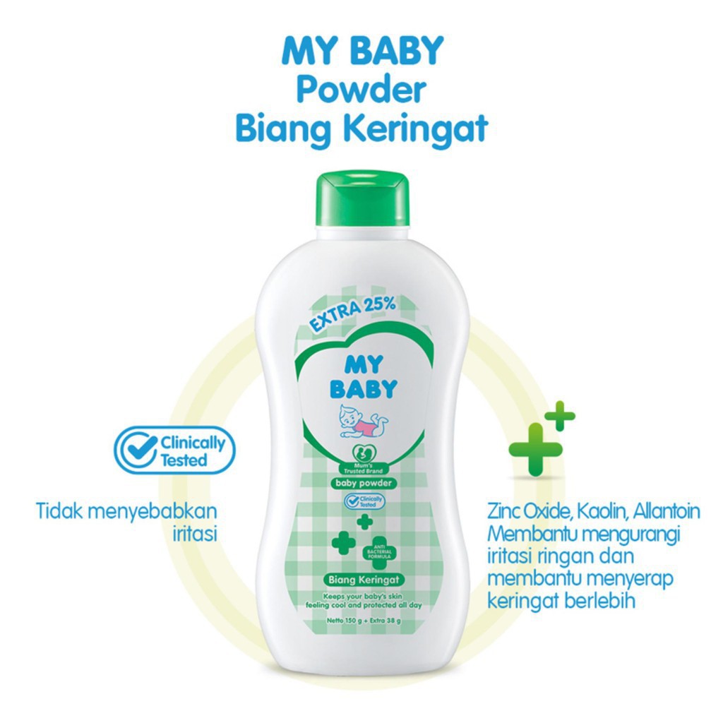 MY BABY - POWDER BEDAK BAYI BIANG KERINGAT 150 GR + EXTRA 38 GR