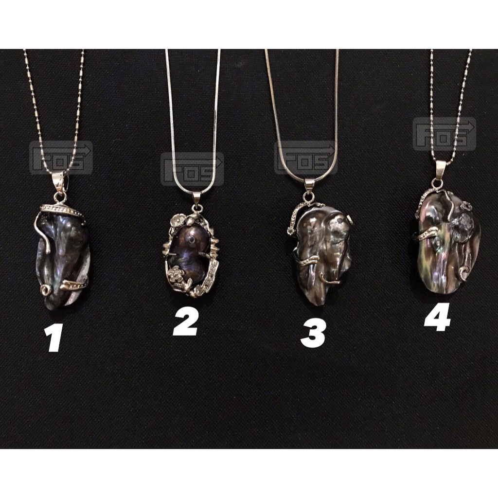 Kalung mutiara air laut barok (hitam)