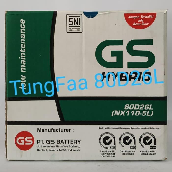 aki battery aki mobil GS astra HYBRID 80D26L NX110-5L last stok