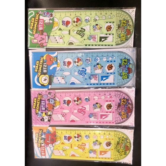 

Penggaris / mistar / ruler geometrik 16cm army BTS BT21 (satuan)