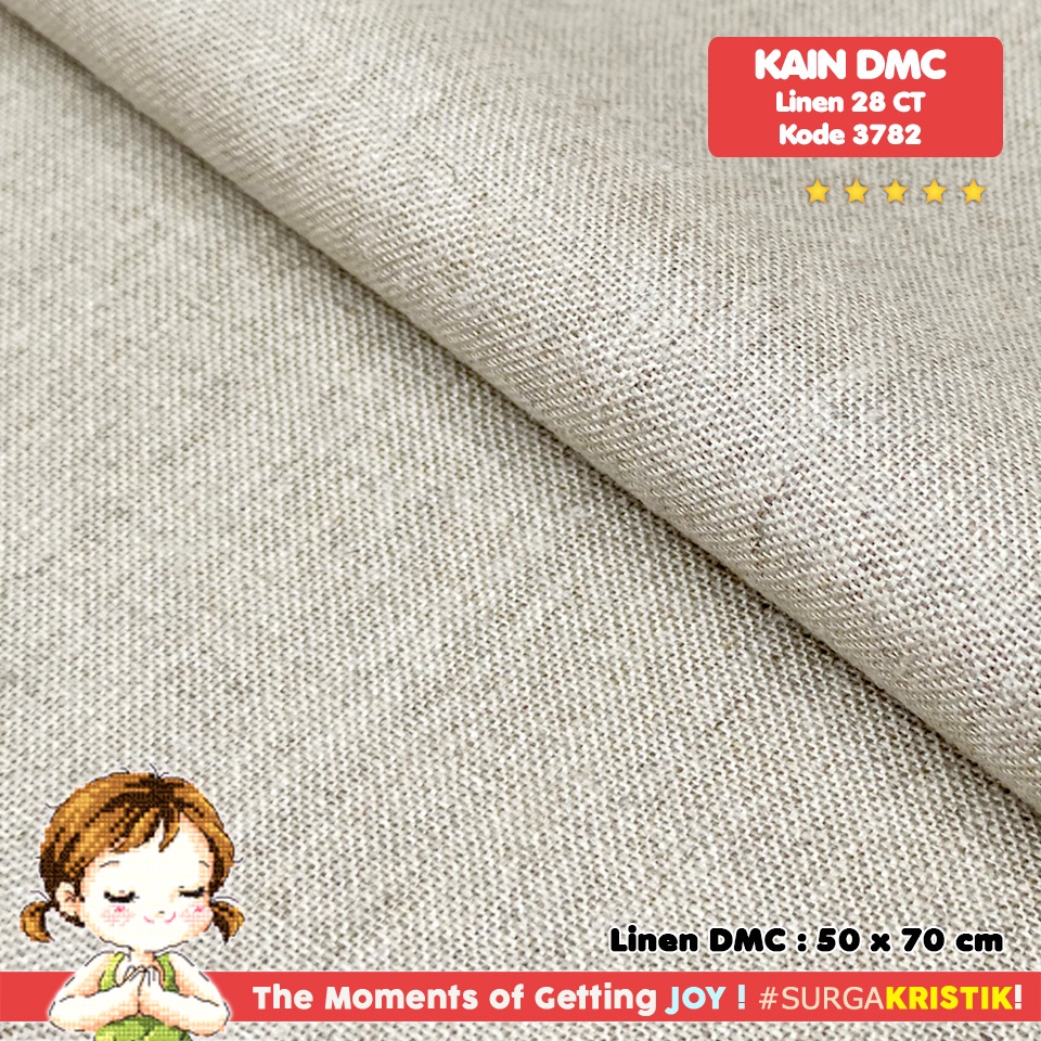 Kain Sulam Kristik Strimin Linen DMC 28ct DM432SO 3782 Natural Rustic