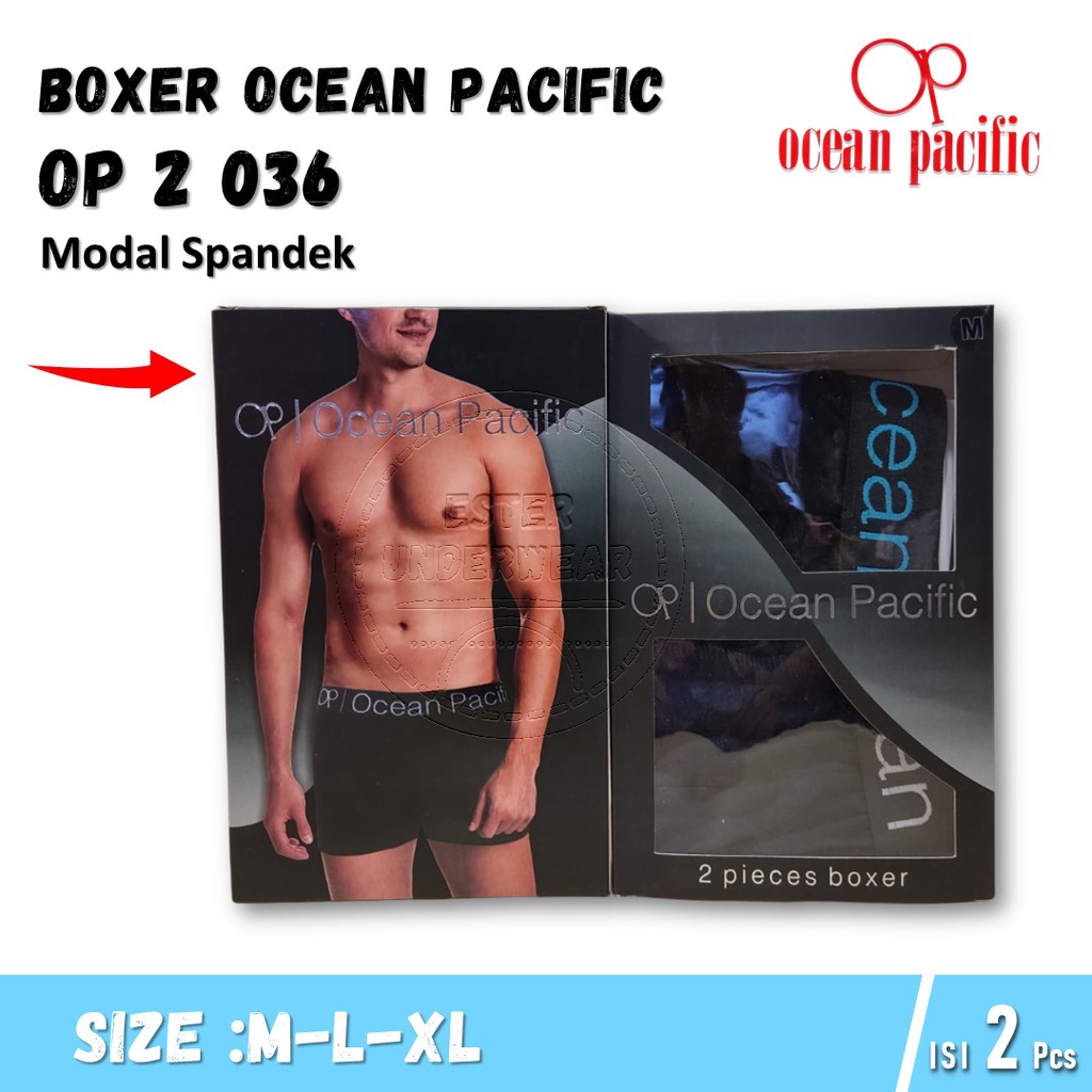 Celana Boxer Pria OCEAN PACIFIC OP 036 Isi 2/Pack